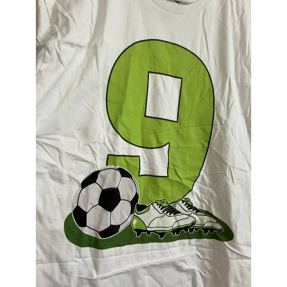 Gildan Soccer T-Shirt Men XL White Like New Number 9 Fan Graphic Tee C28